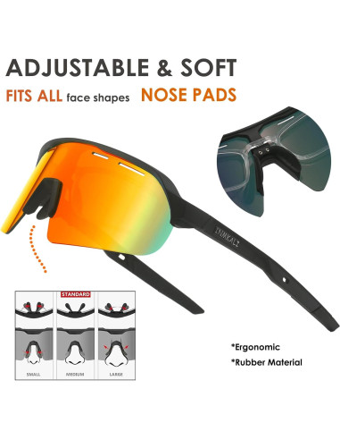 Gafas de Ciclismo INMKALI UV400 Rojo Ajuste Universal