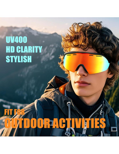 Gafas de Ciclismo INMKALI UV400 Rojo Ajuste Universal