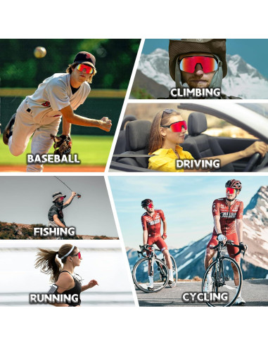 Gafas de Ciclismo INMKALI UV400 Rojo Ajuste Universal