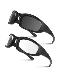 Gafas de Motocicleta UV400 2PCS Protección HD Negro Claro