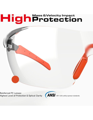 Gafas de Seguridad Impactables Antiempañante UV Negro/Naranja