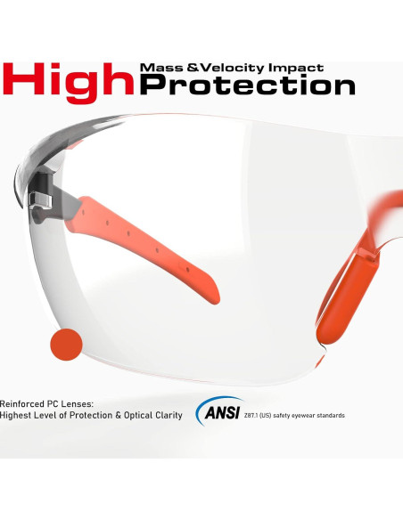 Gafas de Seguridad Impactables Antiempañante UV Negro/Naranja