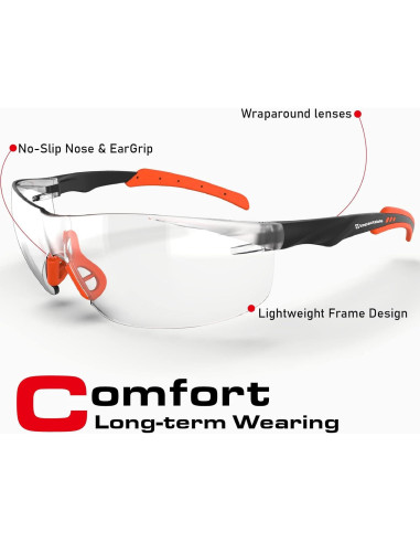 Gafas de Seguridad Impactables Antiempañante UV Negro/Naranja