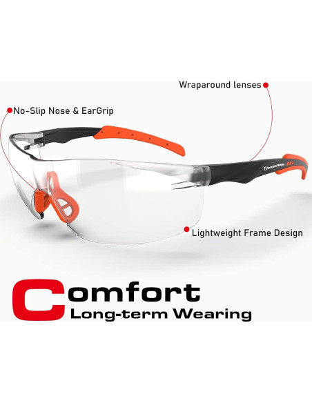 Gafas de Seguridad Impactables Antiempañante UV Negro/Naranja
