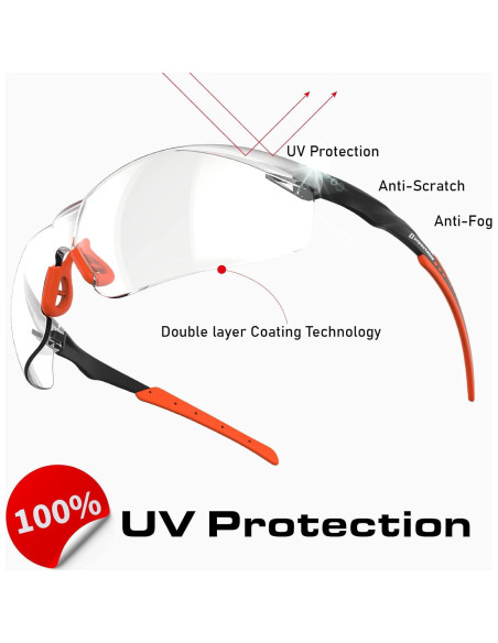 Gafas de Seguridad Impactables Antiempañante UV Negro/Naranja