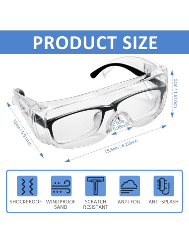 Gafas de Seguridad Queekay 12 Pares Anti Arañazos