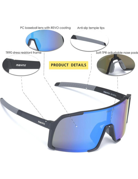 Gafas de béisbol Maivnz 882 UV400 para ciclismo y running