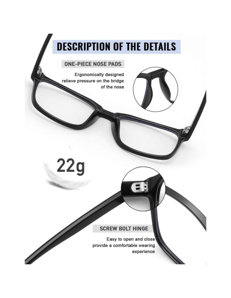 Gafas Anti Luz Azul Cuadradas TEAPLMTT para Hombres y Mujeres