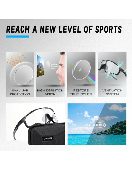 Gafas de Ciclismo VOZAPOW Fotoquímicas UV400 Unisex