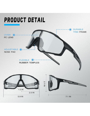 Gafas de Ciclismo VOZAPOW Fotoquímicas UV400 Unisex