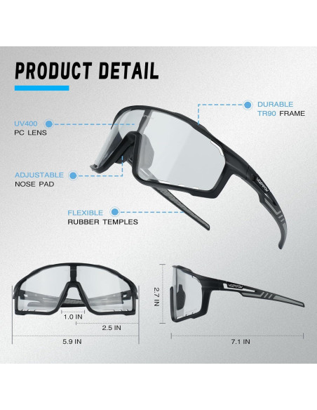 Gafas de Ciclismo VOZAPOW Fotoquímicas UV400 Unisex