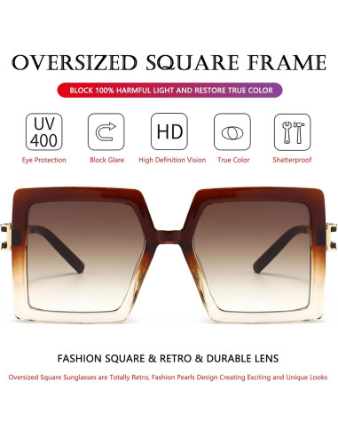 Gafas de Sol AIEYEZO Cuadradas Oversized UV400 para Mujeres