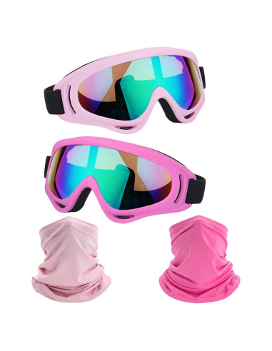 Gafas de Motocicleta LJDJ 2 Paquetes con 2 Máscaras