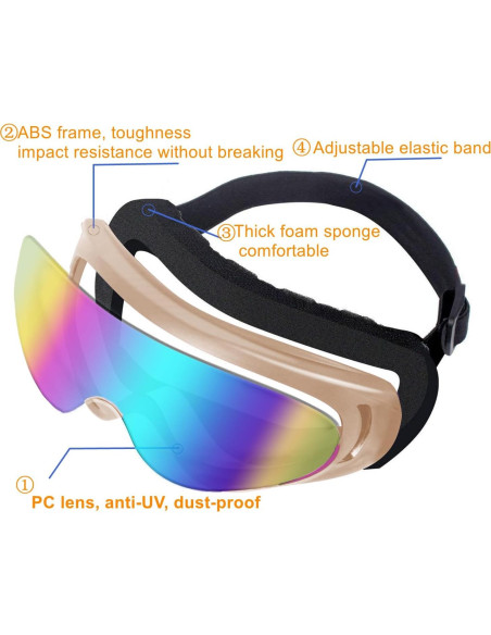 Gafas de Motocicleta LJDJ 2 Paquetes con 2 Máscaras