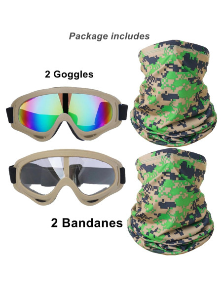Gafas de Motocicleta LJDJ 2 Paquetes con 2 Máscaras