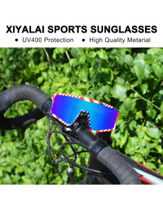 Gafas de Ciclismo Xiyalai XQ550D UV400 Rojo y Azul 2