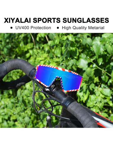 Gafas de Ciclismo Xiyalai XQ550D UV400 Rojo y Azul