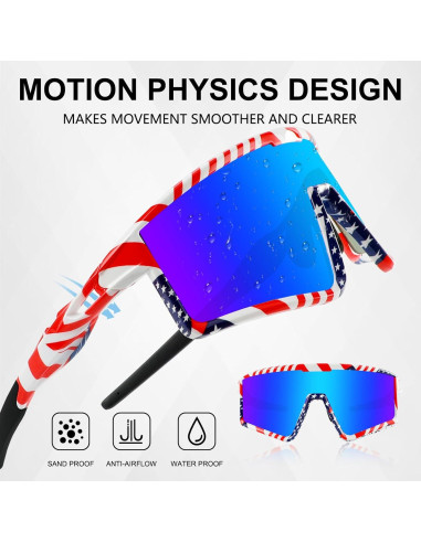 Gafas de Ciclismo Xiyalai XQ550D UV400 Rojo y Azul