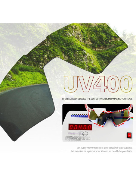 Gafas de Ciclismo Xiyalai XQ550D UV400 Rojo y Azul