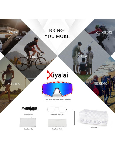 Gafas de Ciclismo Xiyalai XQ550D UV400 Rojo y Azul