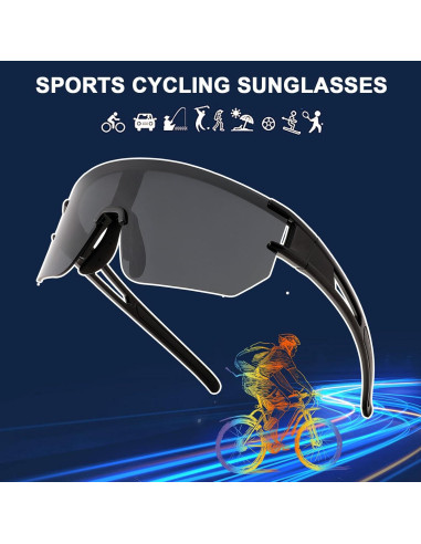Gafas de Ciclismo WANWAN UV400 Lentes Espejados Grises