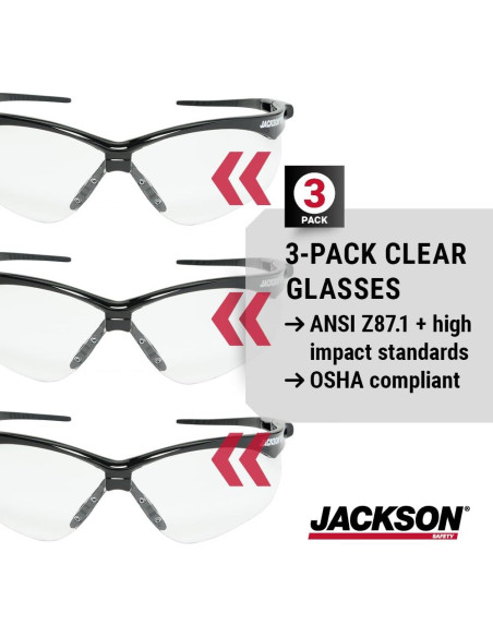 Gafas de Seguridad Jackson SG - Lentes Antirayaduras - 3 Estilos