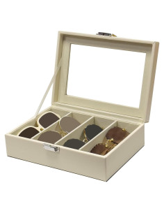 Organizador de Gafas de Sol Beige Lychee 4 Ranuras