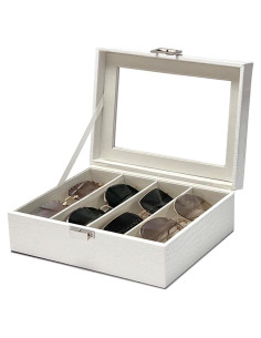 Organizador de Gafas de Sol Union Croco Blanco 4 Ranuras