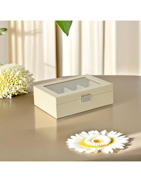 Organizador de Gafas de Sol Beige Lychee 4 Ranuras