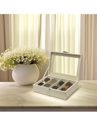 Organizador de Gafas de Sol Beige Lychee 4 Ranuras