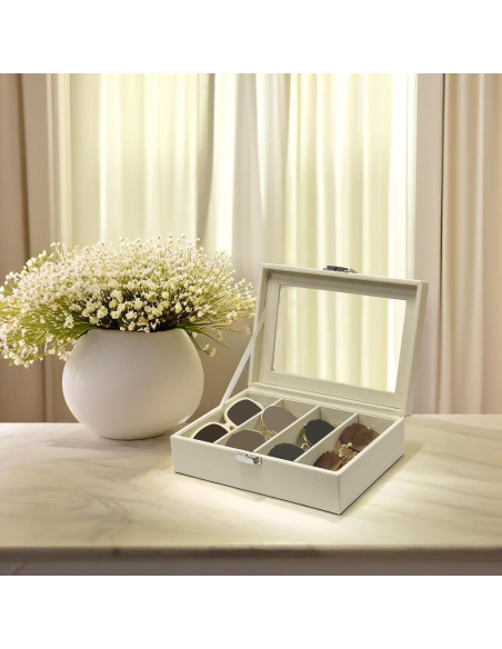 Organizador de Gafas de Sol Beige Lychee 4 Ranuras