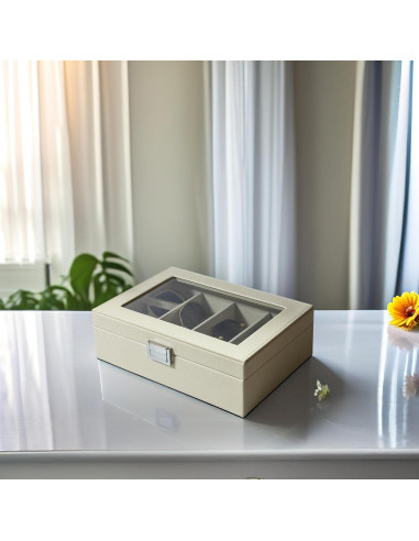 Organizador de Gafas de Sol Beige Lychee 4 Ranuras