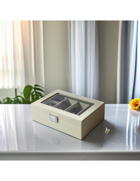 Organizador de Gafas de Sol Beige Lychee 4 Ranuras