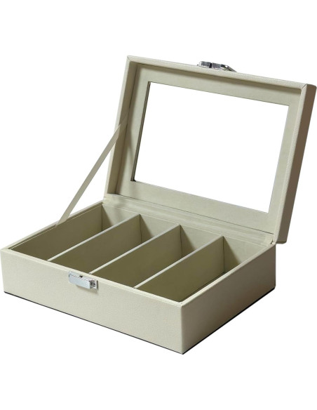 Organizador de Gafas de Sol Beige Lychee 4 Ranuras