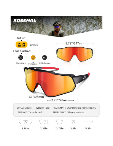 Gafas de sol deportivas Rosemal 7259 polarizadas UV400