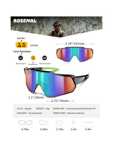 Gafas de sol deportivas Rosemal 7259 polarizadas UV400