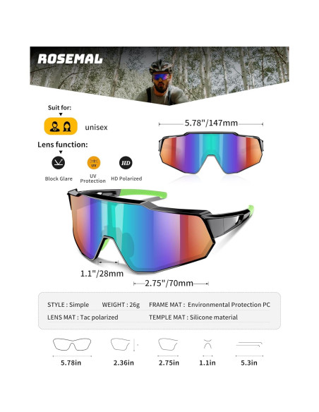 Gafas de sol deportivas Rosemal 7259 polarizadas UV400