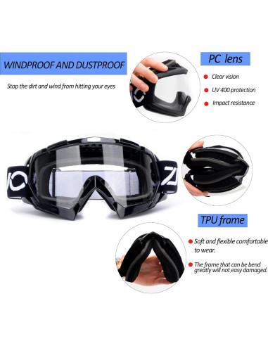 Gafas de Motocicleta ZJNUO 833 Resistente a Rayones