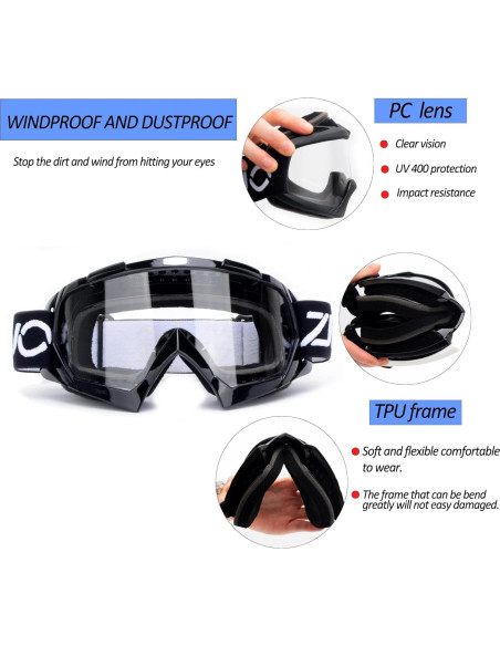 Gafas de Motocicleta ZJNUO 833 Resistente a Rayones