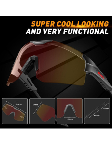 Gafas de Ciclismo KAPVOE Fotocromáticas UV400 Ajustables