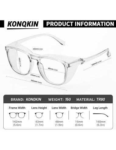 Gafas de Seguridad Konqkin A Prueba de Niebla Adulto Unisex