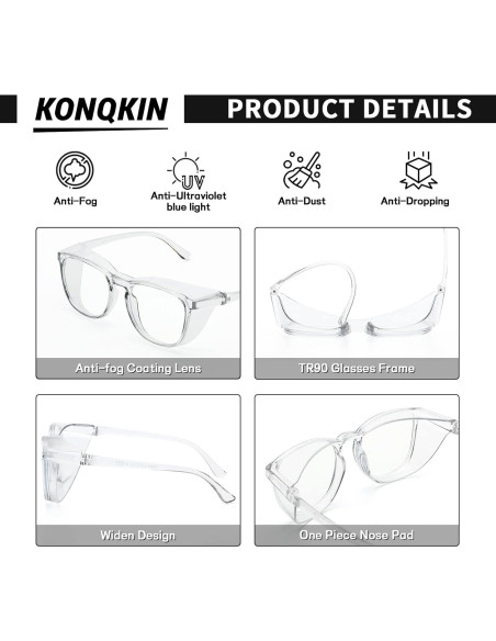 Gafas de Seguridad Konqkin A Prueba de Niebla Adulto Unisex