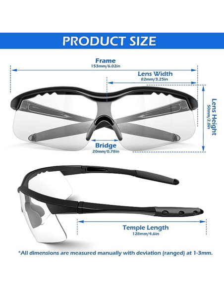 Gafas de Seguridad Policarbonato Anti-Rayas UV 99.9% Plata