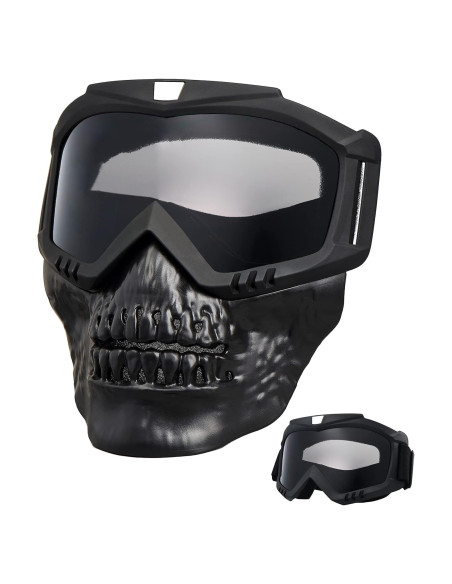 Gafas de Motocicleta Vintage Calavera con Lente Gris