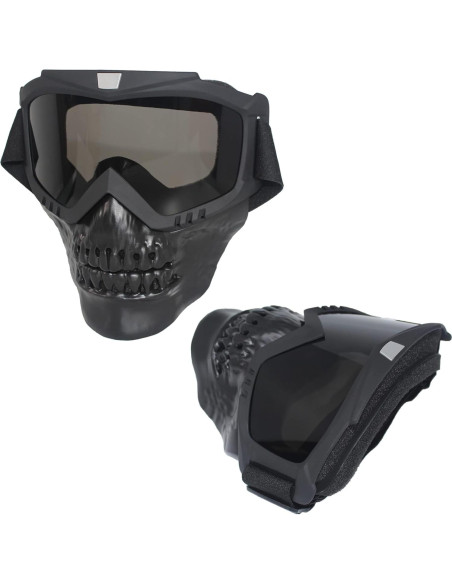 Gafas de Motocicleta Vintage Calavera con Lente Gris