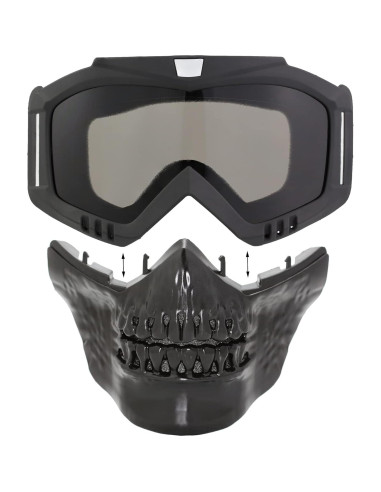 Gafas de Motocicleta Vintage Calavera con Lente Gris