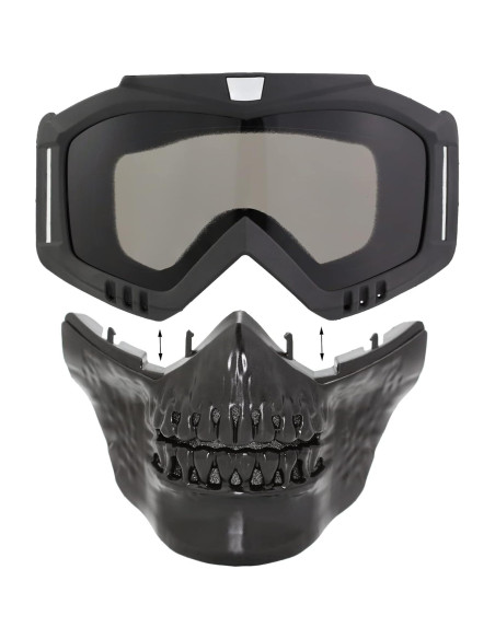 Gafas de Motocicleta Vintage Calavera con Lente Gris