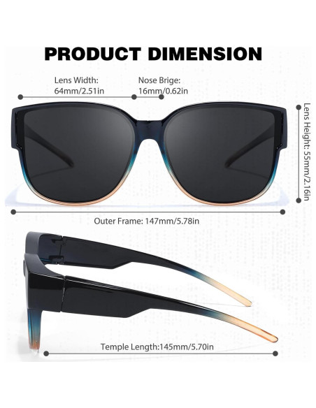 Gafas de sol polarizadas Myiaur para usar sobre gafas UV400