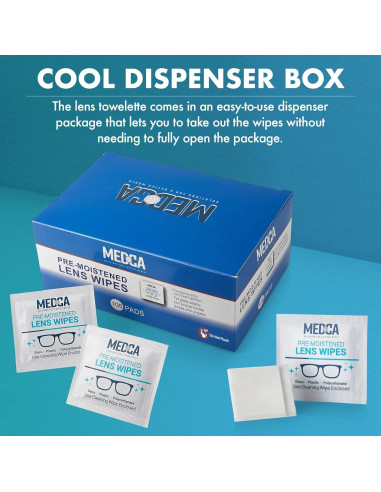 Toallitas de Limpieza de Lentes MEDca 105 Paquetes Amoníaco Libre
