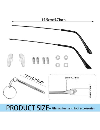 Brazos de Reemplazo para Gafas Metal LNQ Negro Universal